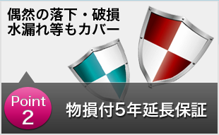 Point2 偶然の落下・破損・水漏れ等もカバー　ダブルプロテクト